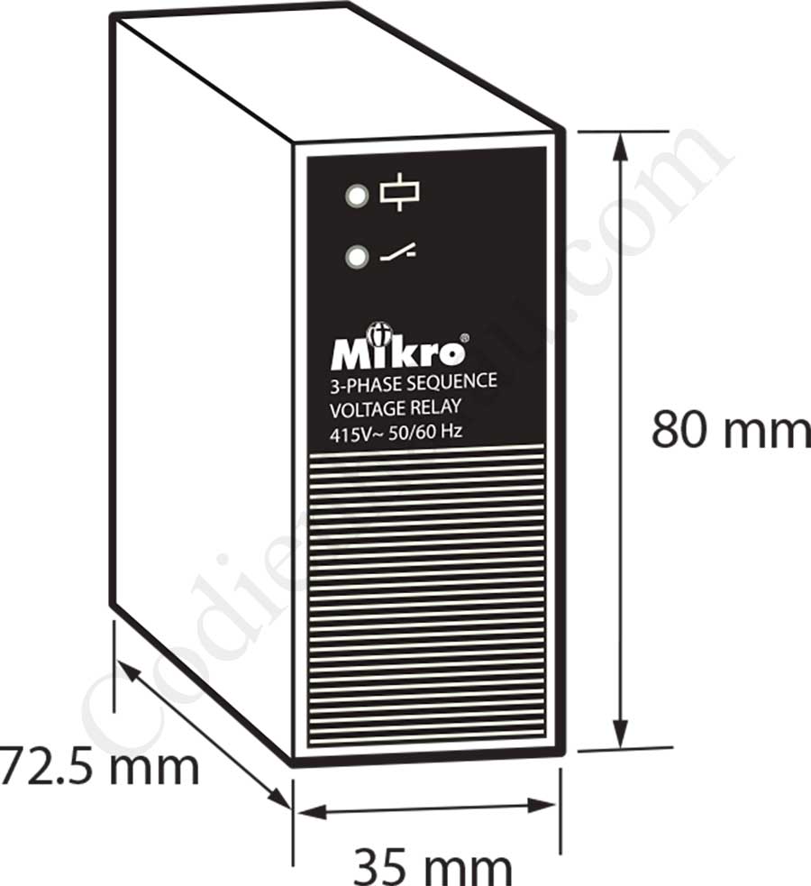 Kích thước lắp tủ Rơ le bảo vệ pha Mikro MX100