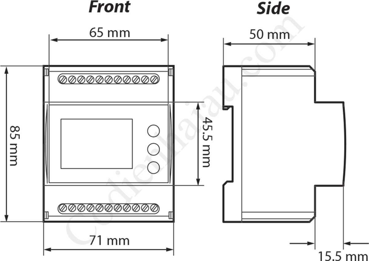 Kích thước lắp tủ đồng hồ đo công suất đa năng Mikro DM38-240A