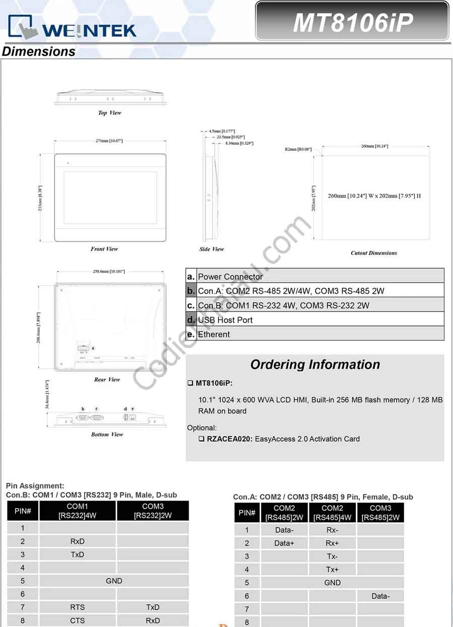 HMI Weintek MT8106iP