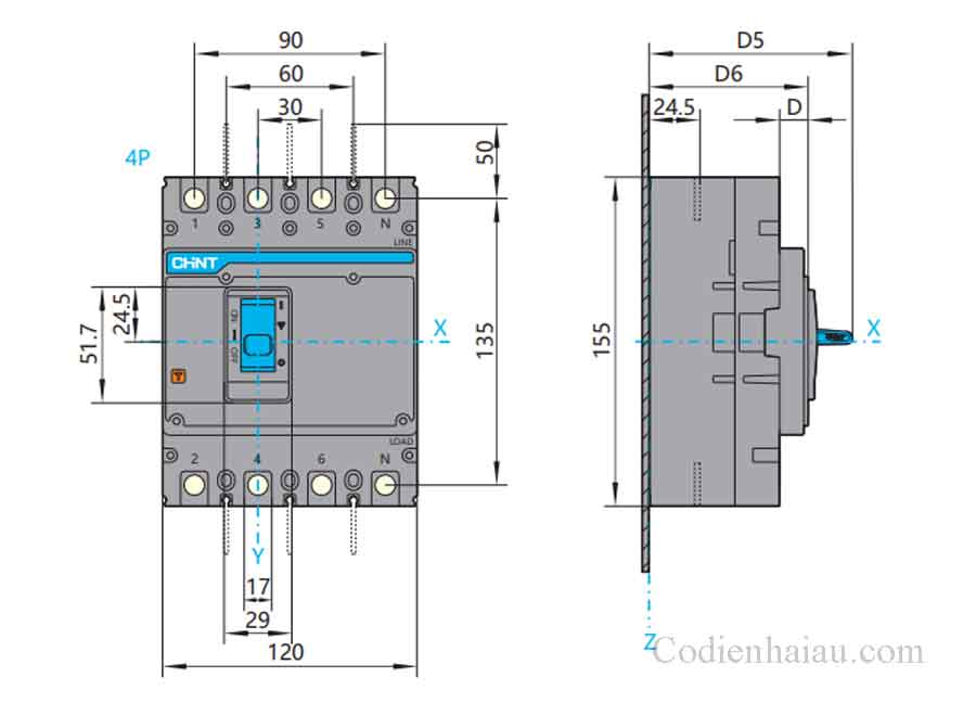 Kich-thuoc-lap-dat-MCCB-Chint-NXM-160S-4P