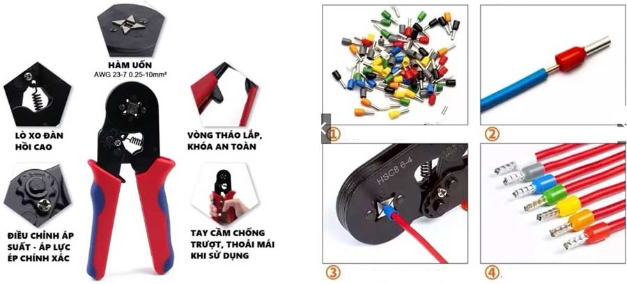Kìm bấm cos HSC8 6-4A (0.25-10mm2)